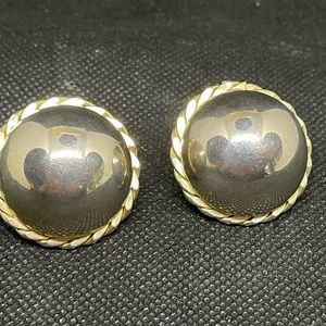 Classic Silver Gold Dome Button Earrings Clips